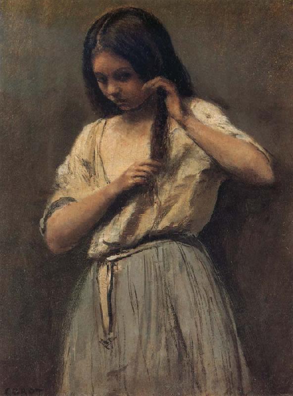 Corot Camille Girl Peninandose Sweden oil painting art